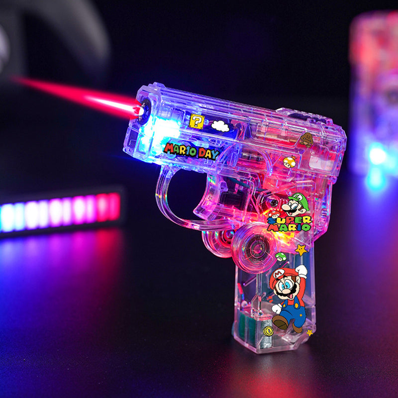 Cartoon Luminous Translucent Folding Rotary Decompression Lighter, Windproof